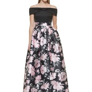Jessica Howard Black and Pink Floral Maxi Dress